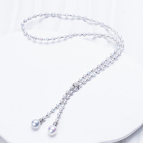 【冰魄】极光淡水巴洛克冷银澳白光多戴款60cm毛衣长项链