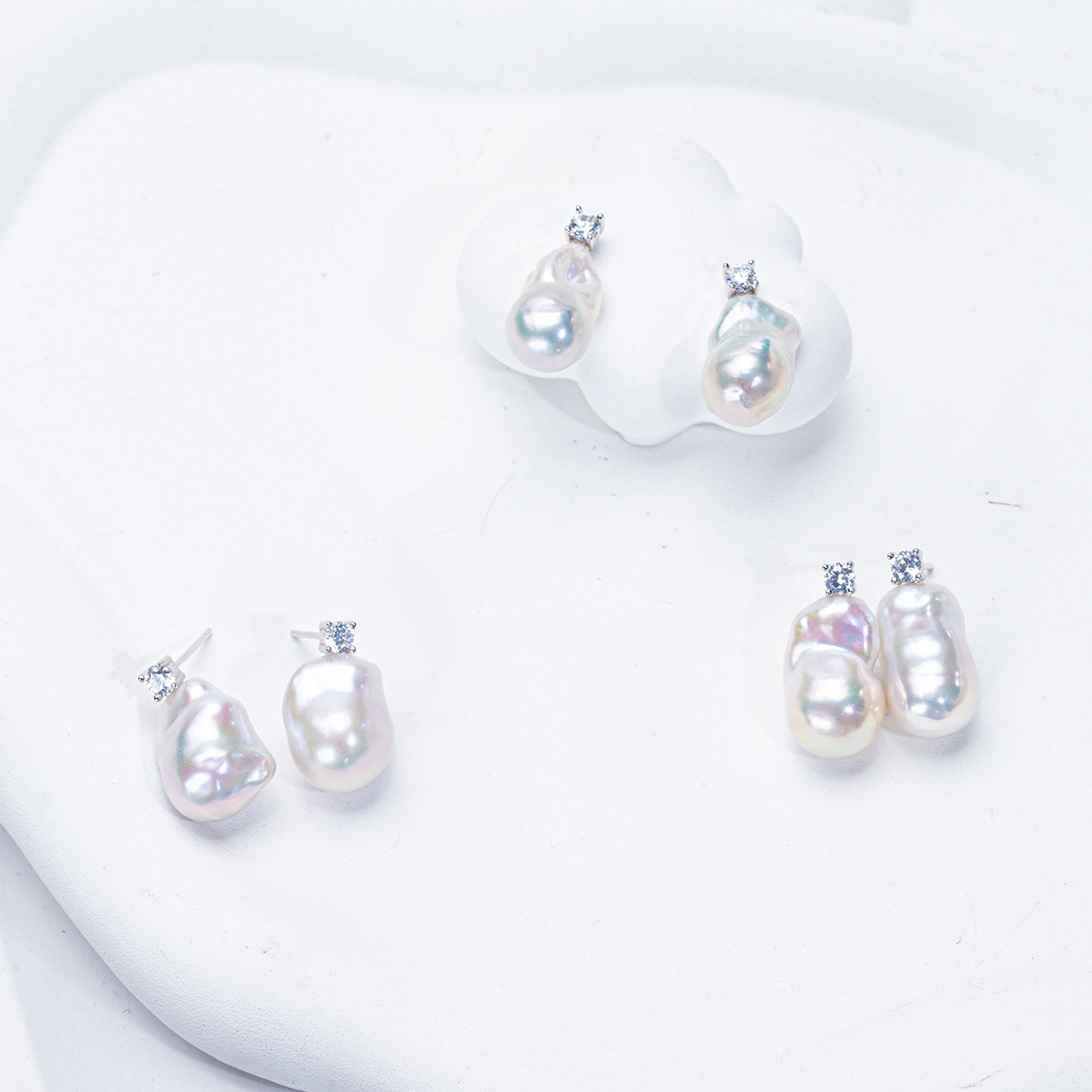 【小冰川】天然淡水巴洛克7A级高亮戴妃耳钉