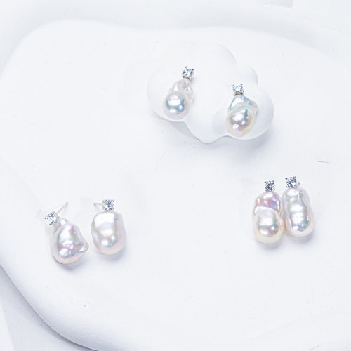 【小冰川】天然淡水巴洛克7A级高亮戴妃耳钉