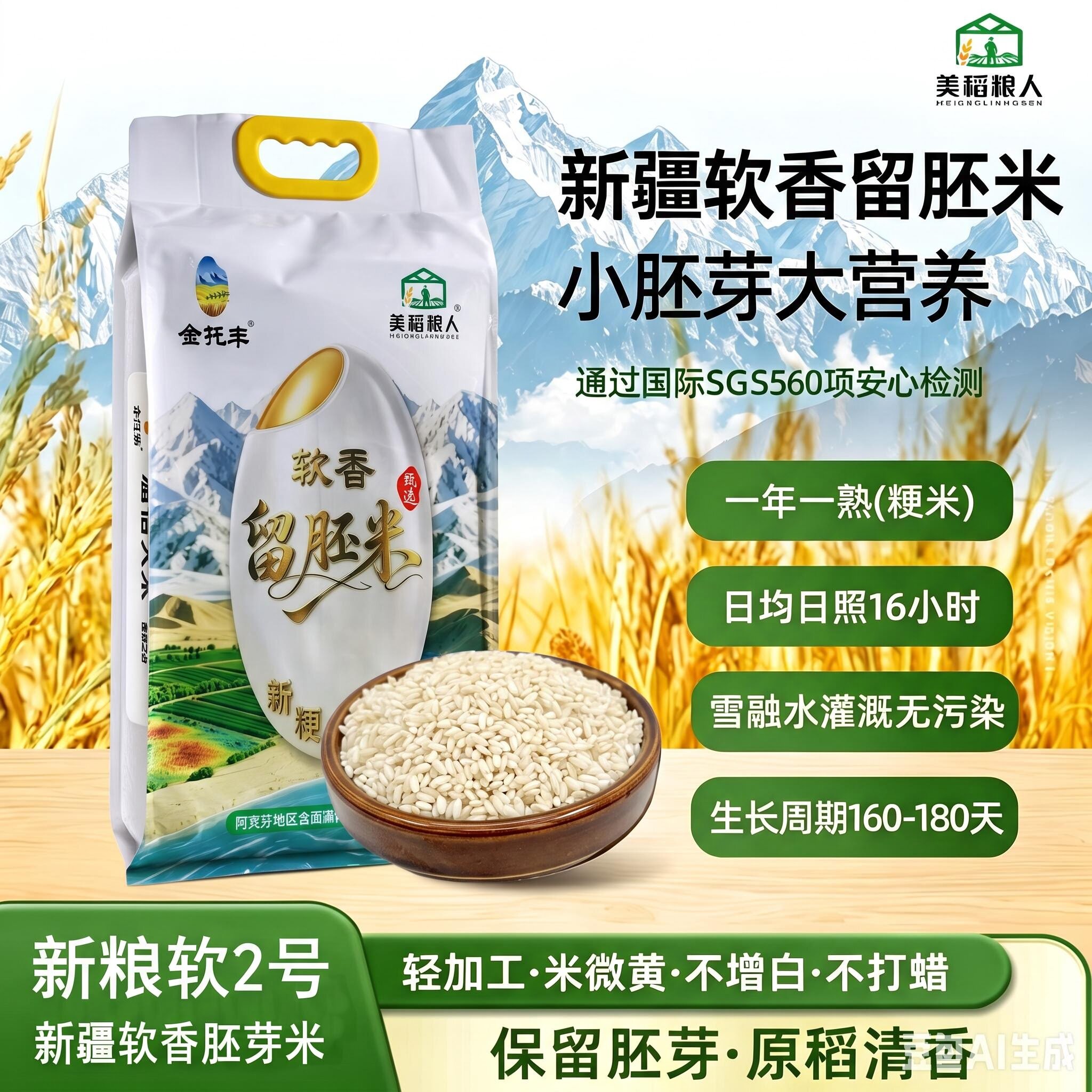 真新疆温宿羊脂胚芽米软糯香甜