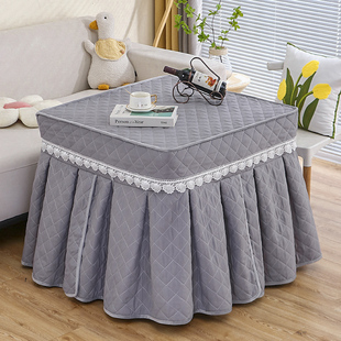 正方形麻将罩裙摆式 烤火罩桌布二合一家用揭盖取暖桌罩套烤火架罩