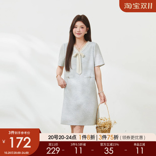 采多宝大码女装甜妹风胖mm2026夏季新款小香风蝴蝶结绑带连衣裙