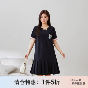 复古百褶小众设计师连衣裙 采多宝高端大码 女装 胖mm夏季 新中式