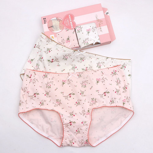 新品爱莎女内裤弹力纯棉中腰包臀舒适棉质面料平角裤