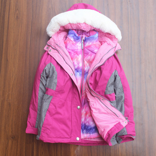 欧美儿童滑雪服女童中小大童滑雪衣防水保暖透气棉服上衣冲锋衣