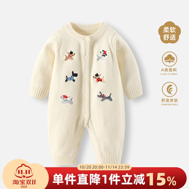 婴儿秋冬衣服宝宝针织衫连体衣