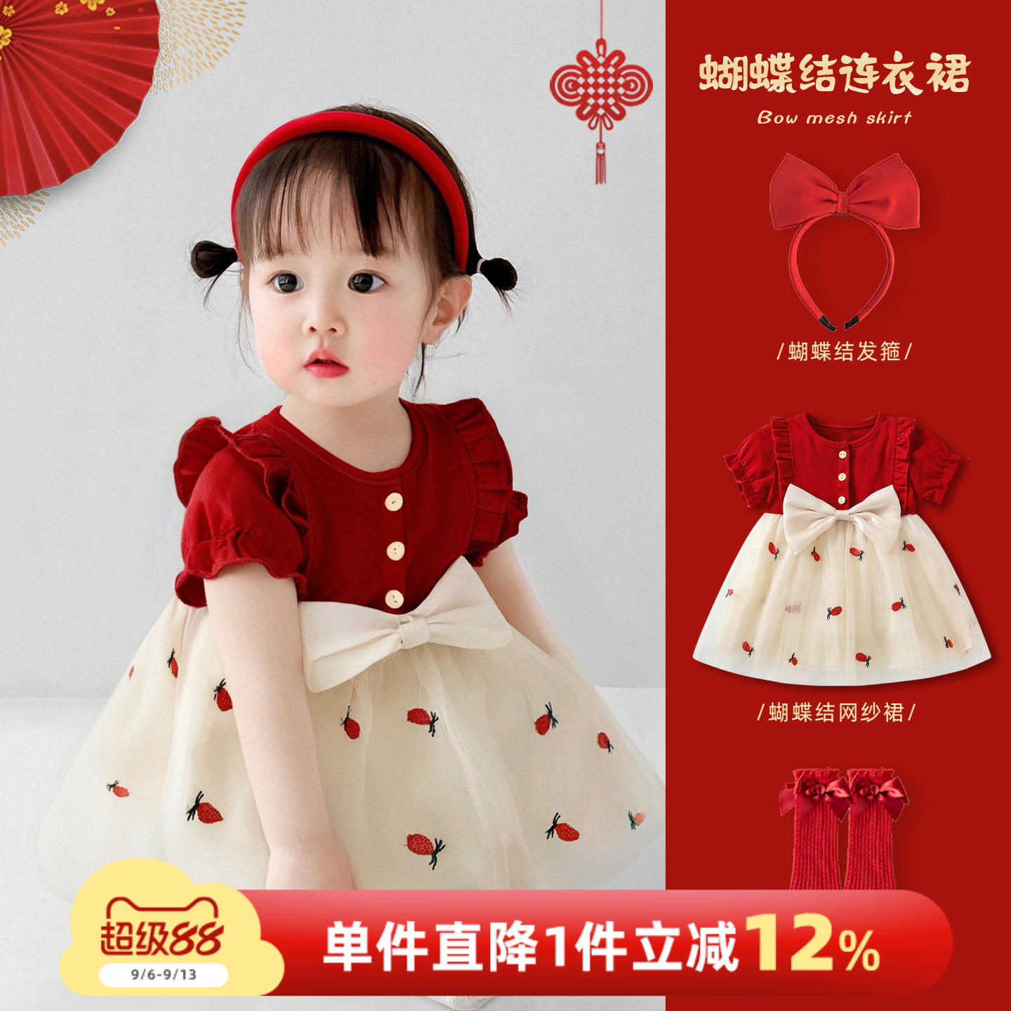 周岁女宝礼服一岁女童连衣裙图片
