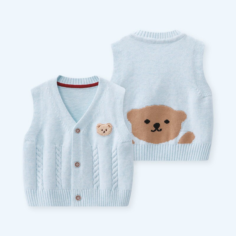 婴儿马甲春装男宝宝针织小背心儿童春秋百搭外套马夹男童春季坎肩