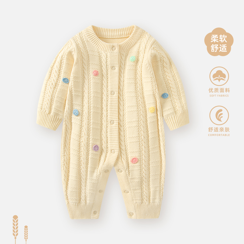 婴儿连体衣秋冬衣服毛衣爬服