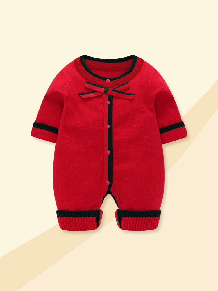 BABY CLOTHES SPRING AND AUTUMN ONESIES BABY GIRLS KNITTED HA CLOTHES NEWBORNS FULL MOON SPRING CLOTHES FOREIGN SWEATERS OUTINGS