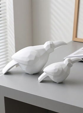 北欧风格哑白几何折纸小鸟摆件