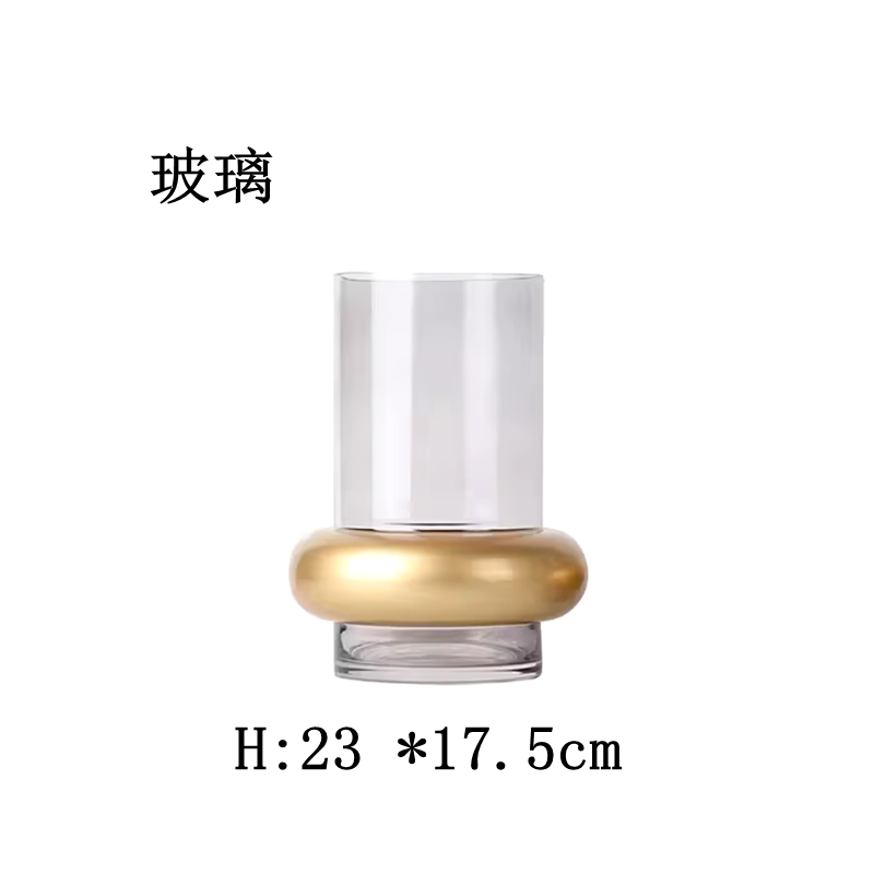 轻奢现代抽象新中式深色水墨山水纹柱形玻璃花瓶家居样板间装饰i.