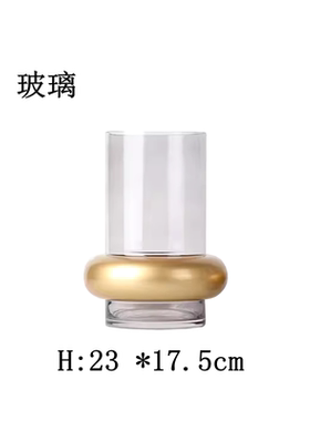 轻奢现代抽象新中式深色水墨山水纹柱形玻璃花瓶家居样板间装饰i.