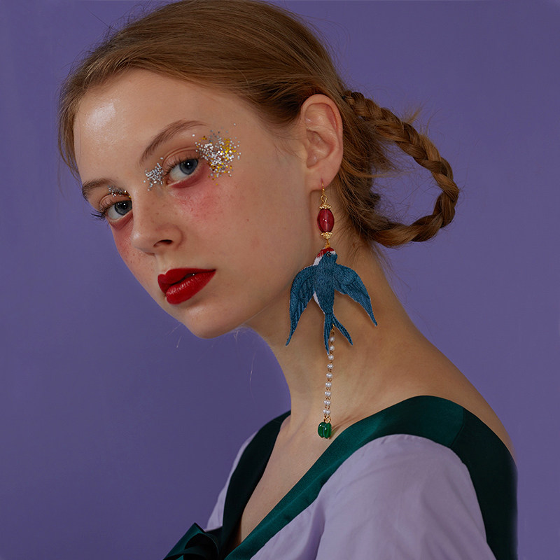 夸张刺绣燕子单只耳环中国风耳饰旗袍耳坠女古风丢了一只国潮饰品,饰品/流行首饰/时尚饰品新,耳环,淘宝优惠券,粉丝福利购,淘宝优惠卷