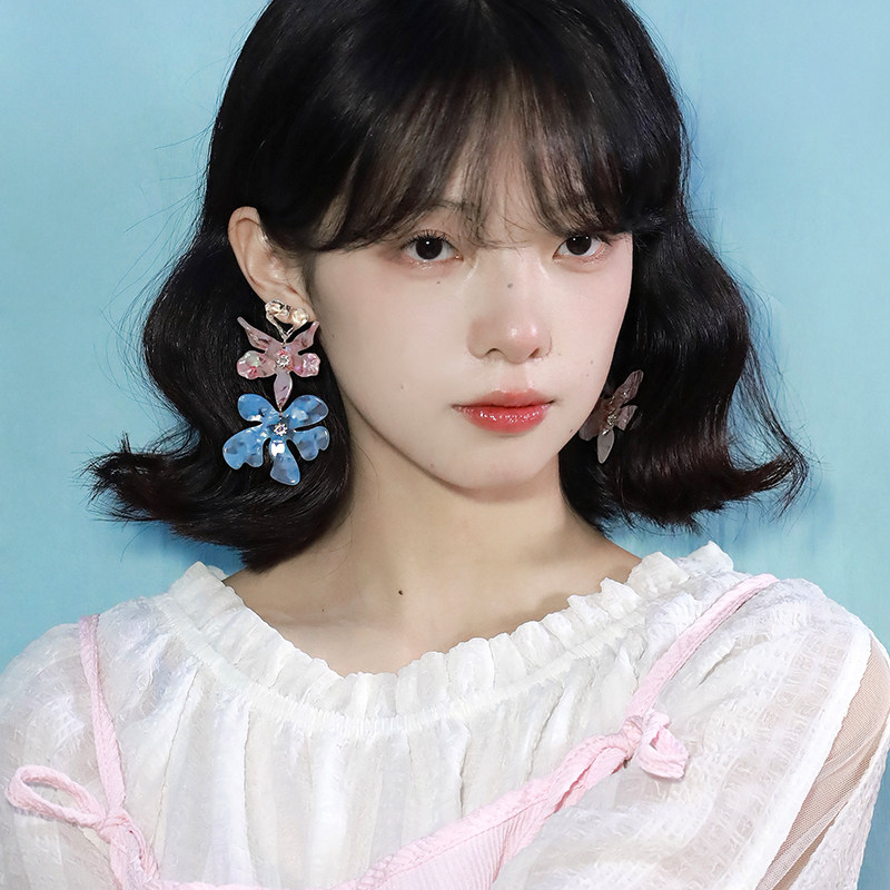 西迟鸢尾花花夸张耳饰耳环耳夹原创设计气质小众高级感耳坠适合