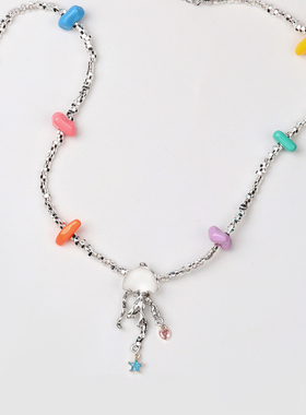 西迟合金女彩色水母项链