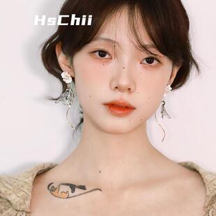 西迟新中式花朵耳环女复古曲线高级感鸟语花香耳坠轻奢耳饰耳钉