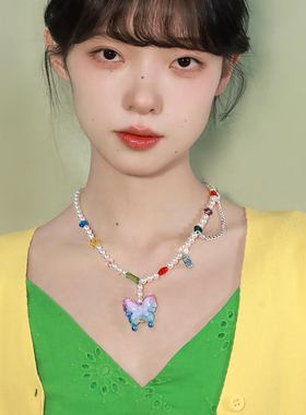 西迟女梦幻蝴蝶个性小众项链
