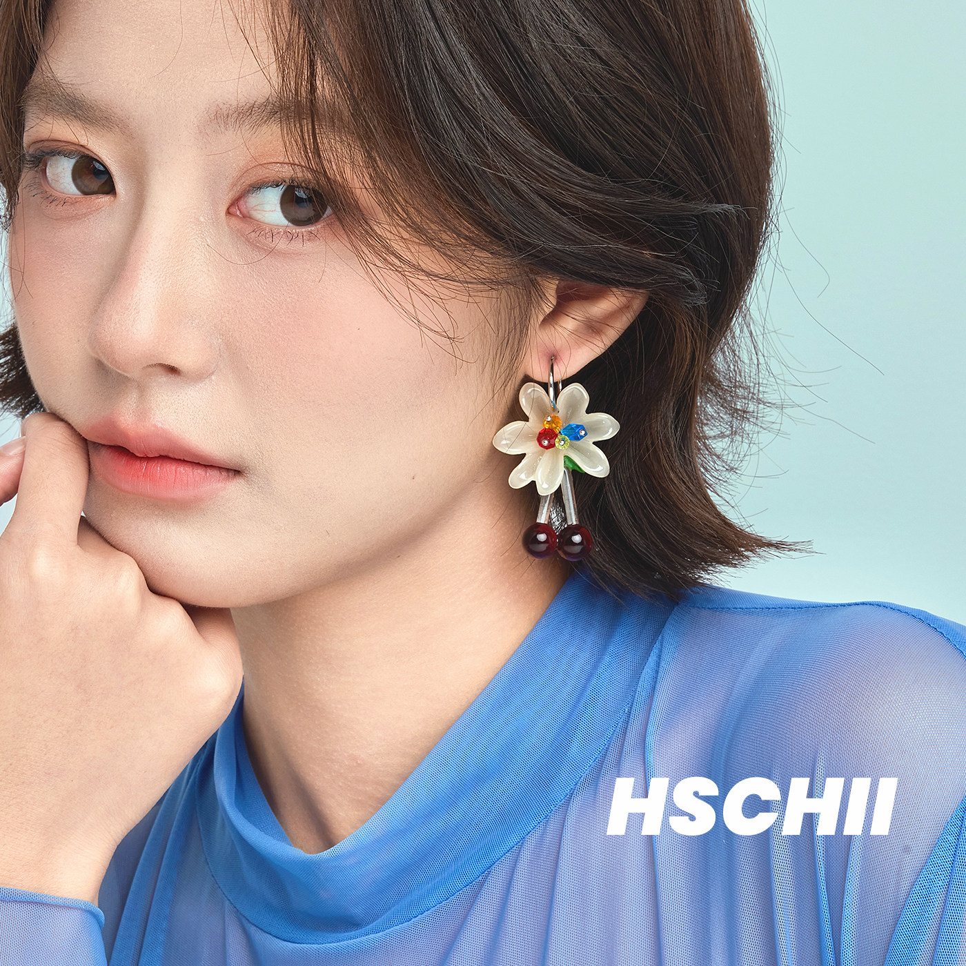 西迟樱桃华信花朵串珠耳环女少女心小众耳饰时尚潮流精致设计感图片