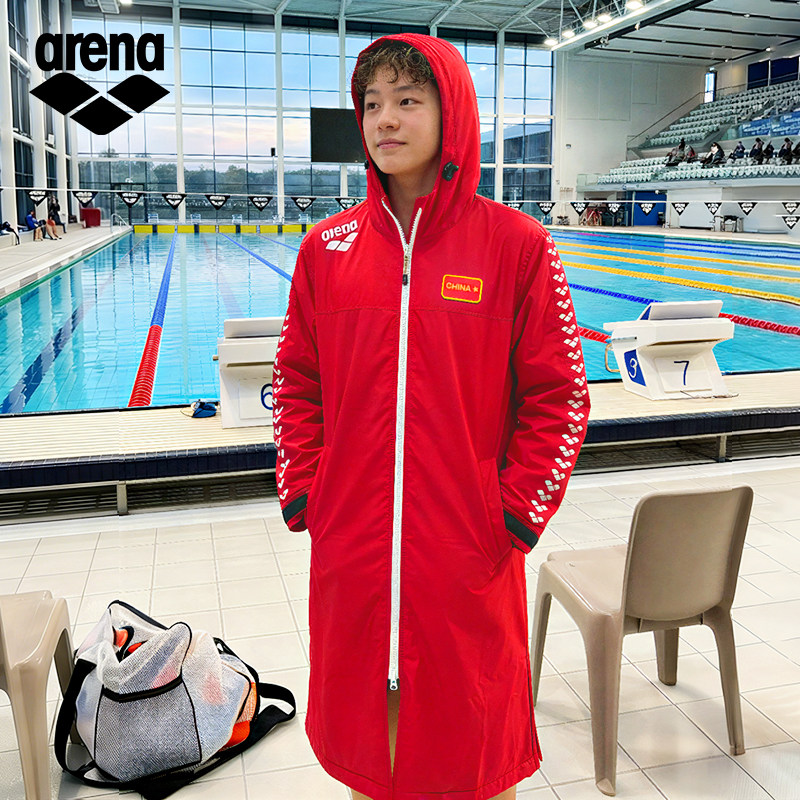 Arena阿瑞娜儿童青少年出水服摇粒绒防水速干训练浴袍外套2026款