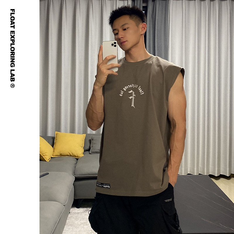 FLOAT潮牌 夏季新款篮球纯棉坎肩无袖宽松运动健身t恤背心男