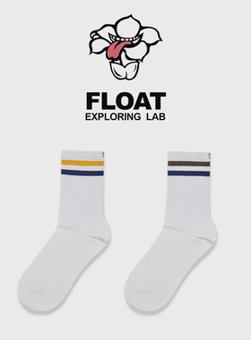 FLOAT 蓝绿黄条纹袜子男女ins潮流春夏秋滑板运动长袜休闲中筒袜