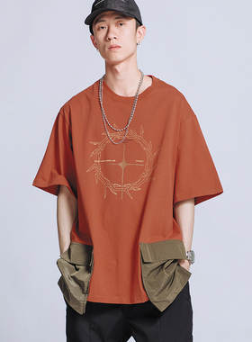 FLOAT 夏季新款圆领短袖T恤男女宽松百搭ins潮流纯棉打底衫半袖