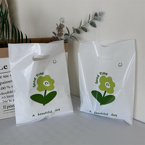 花朵加厚塑料小饰品礼品发夹服装店用手提袋子包装打包胶卡通可爱