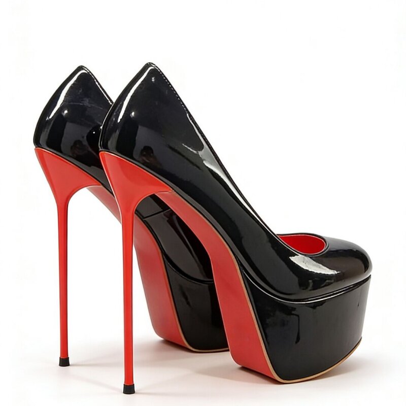 私藏款红底细跟防水台鞋 亮面漆皮鱼嘴超高跟 气场款16CM heels