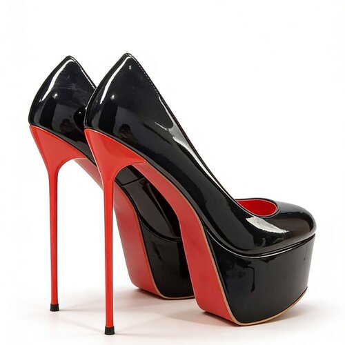 私藏款红底细跟防水台鞋 亮面漆皮鱼嘴超高跟 气场款16CM heels