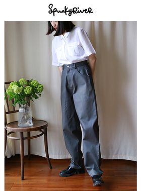 SPR｜高腰复古宽松锥型牛仔裤女 铁灰色 土耳其进口牛仔tapered