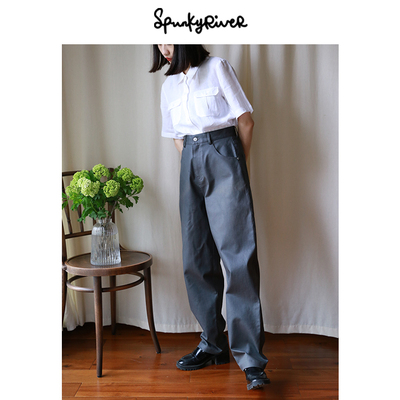 高腰长裤中厚牛仔春秋复古