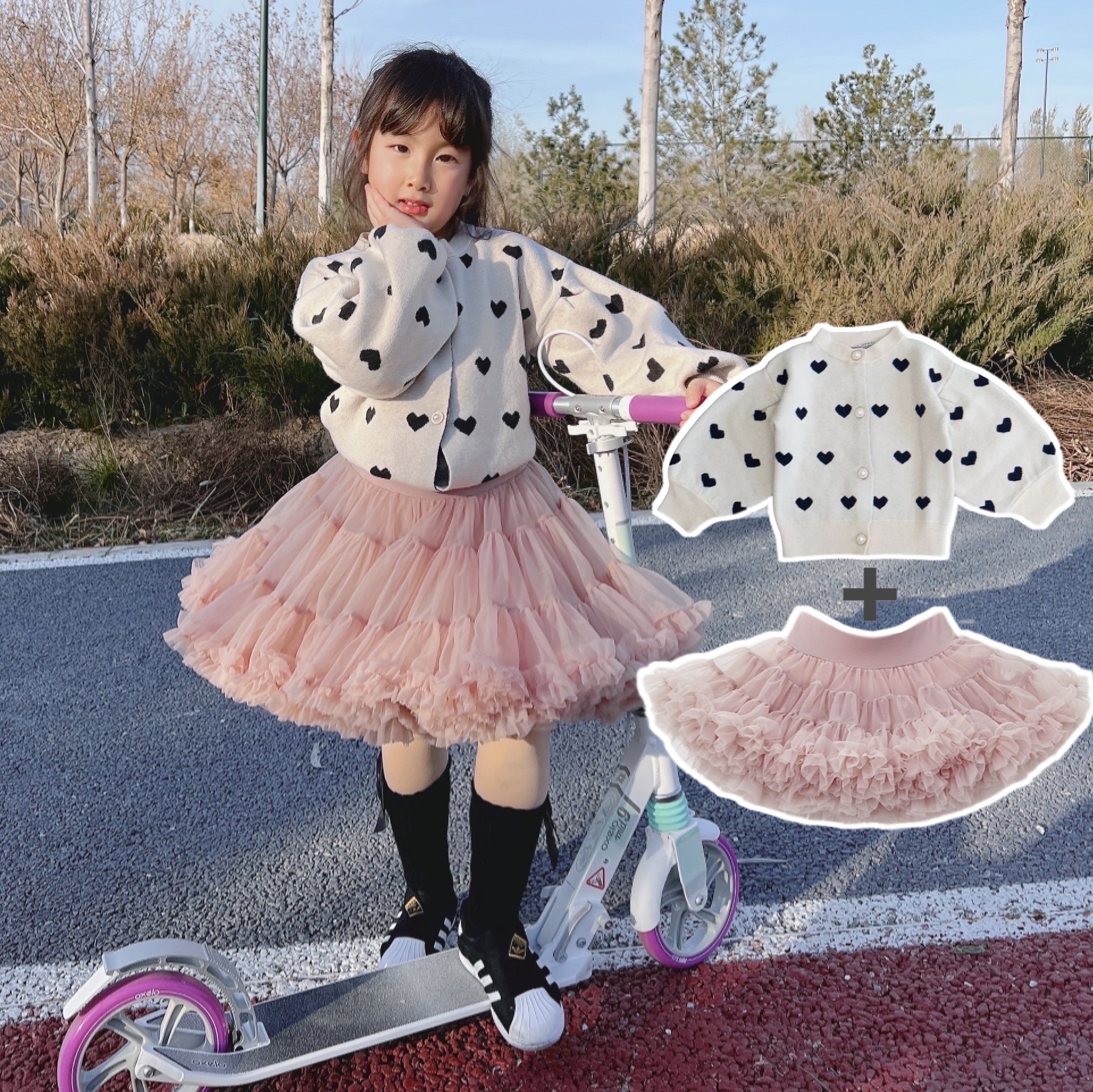 可可妈女童tutu裙针织外套儿童公主裙网纱裙洋气外搭秋小童半身裙