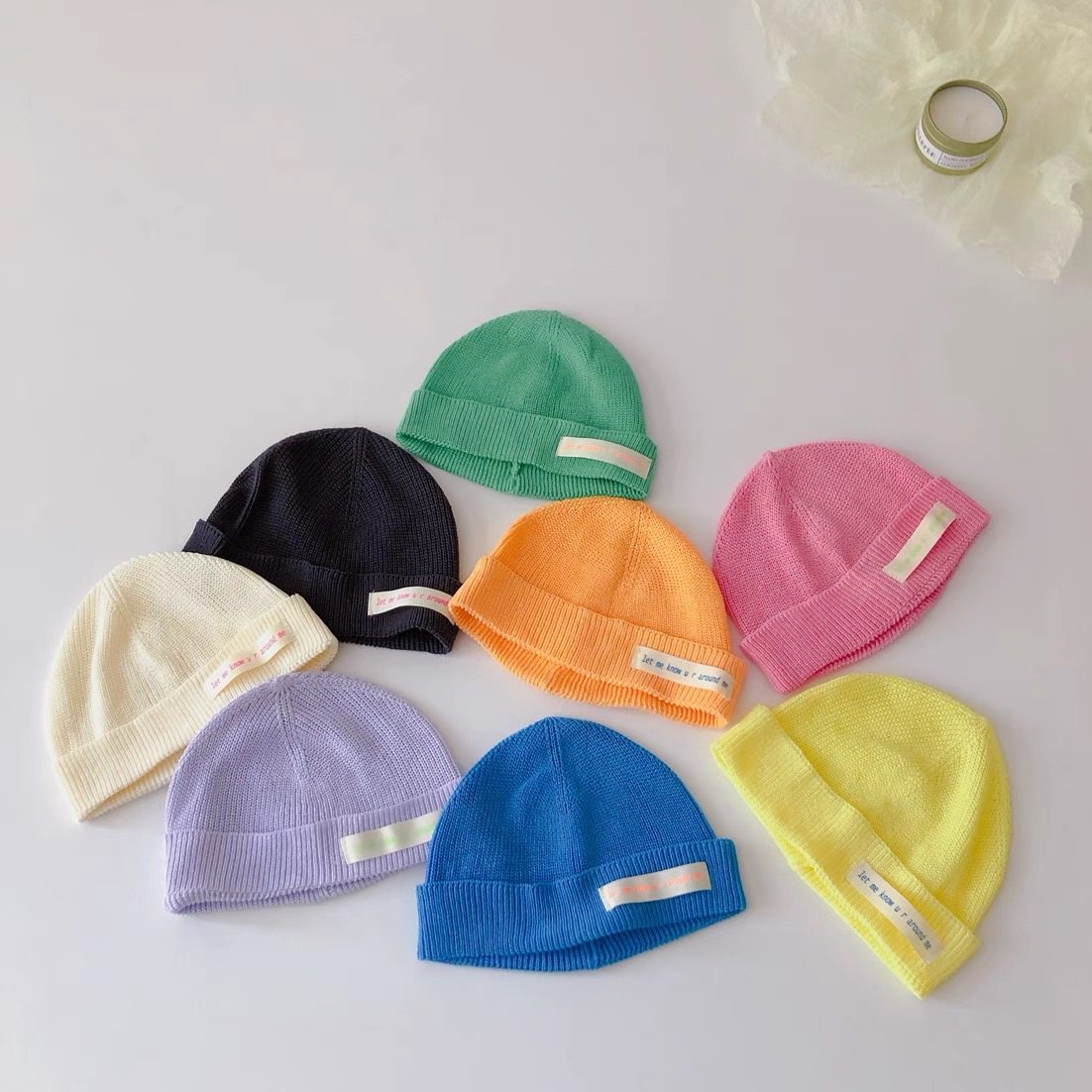 可可妈套头帽宝宝纯棉字母洋气可爱帽子秋冬款针织圆顶婴童休闲帽