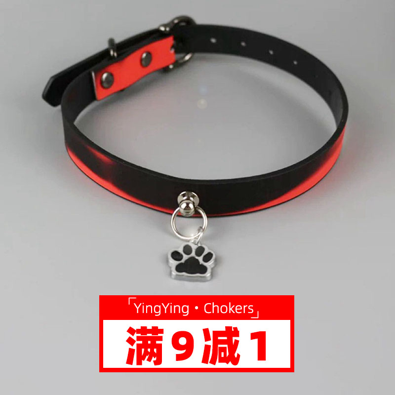 红黑温感变色皮质铃铛锁骨链男女颈带装饰项圈choker亚文化项链