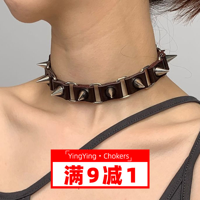 辣妹亚文化项圈锁骨链朋克哥特风项链日系涩谷拼接铆钉项圈choker