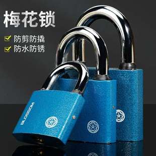 梅花锁防盗铁挂锁家用学生宿舍柜子小锁头铜锁芯户外锁蓝塑铁锁