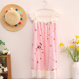 三丽鸥helloKitty联名浴袍浴裙可爱睡衣成人吸水女款速干kt猫冬季