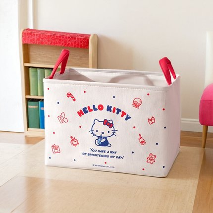 三丽鸥helloKitty联名帆布折叠收纳筐桌面家用可爱玩具手提篮子女