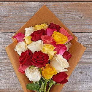 美国国际送花 内布拉斯加 同城花店配送鲜花 暖色玫瑰24枝 生日