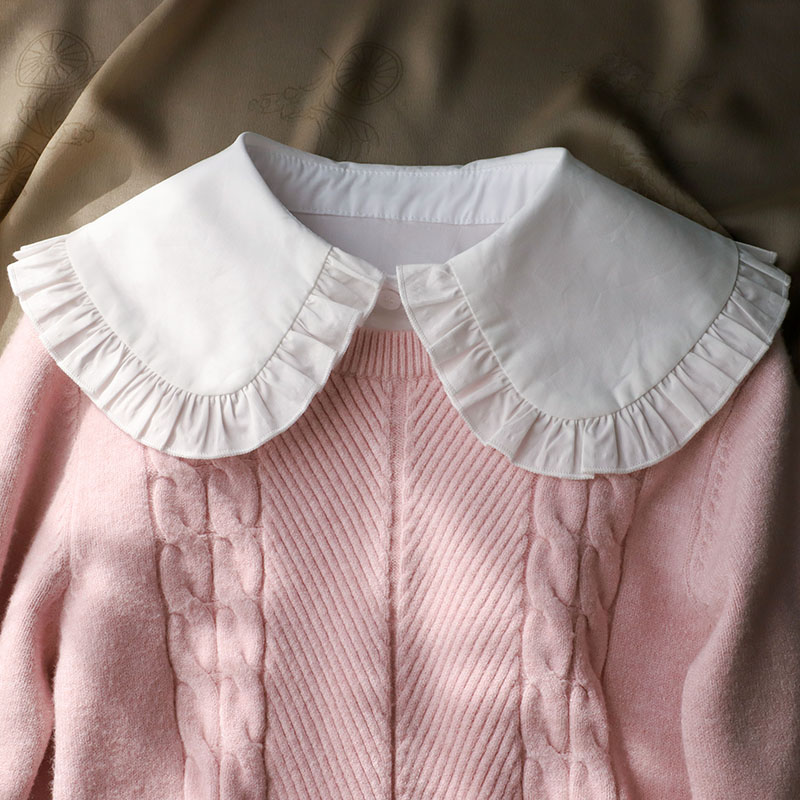 衣伴秋冬纯棉木耳边娃娃领假领