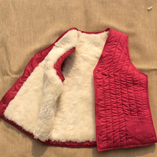 保暖妈妈 冬季 羊毛马甲女士皮毛一体背心坎肩 羊剪绒中老年棉马甲