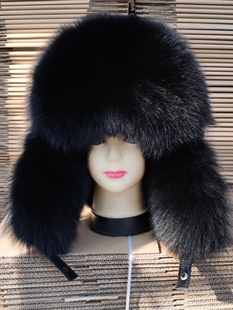 男女款貉子毛护耳雷锋帽狐狸毛真皮黑色秋冬户外东北滑雪旅游骑行