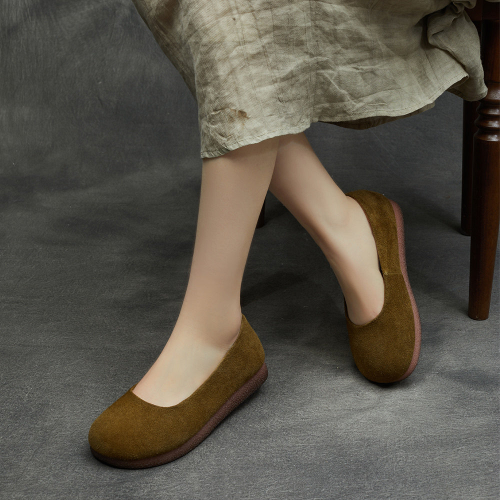 套脚浅口女鞋2026春季新款真皮圆头复古软皮软底平跟手工懒人单鞋,女鞋,浅口单鞋,淘宝优惠券,粉丝福利购,淘宝优惠卷