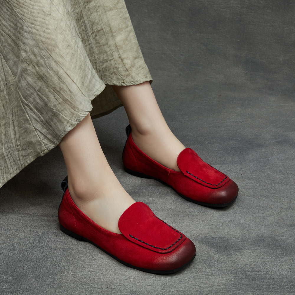 方头平跟单鞋2026春季新款真皮英伦风平底软底套脚时尚浅口单鞋女,女鞋,浅口单鞋,淘宝优惠券,粉丝福利购,淘宝优惠卷