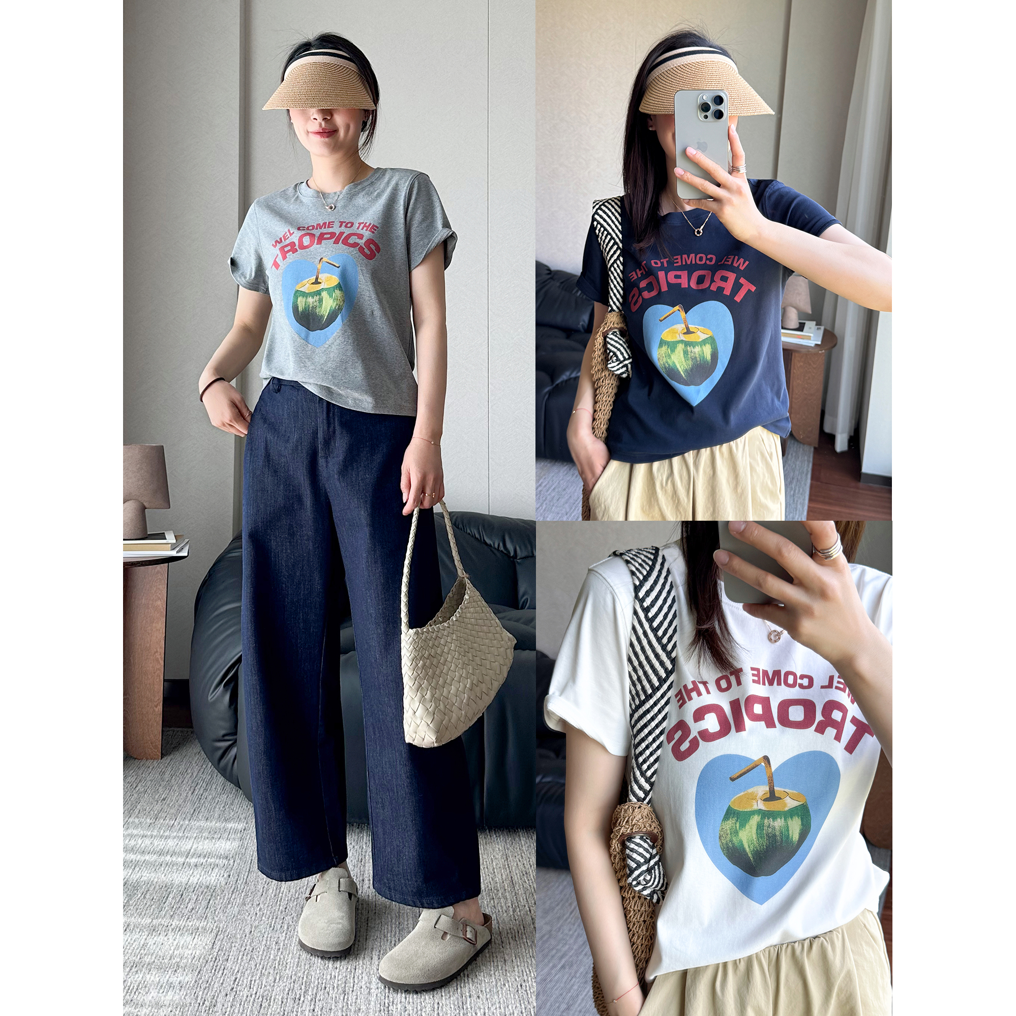 韩版休闲圆领字母印花短袖上衣