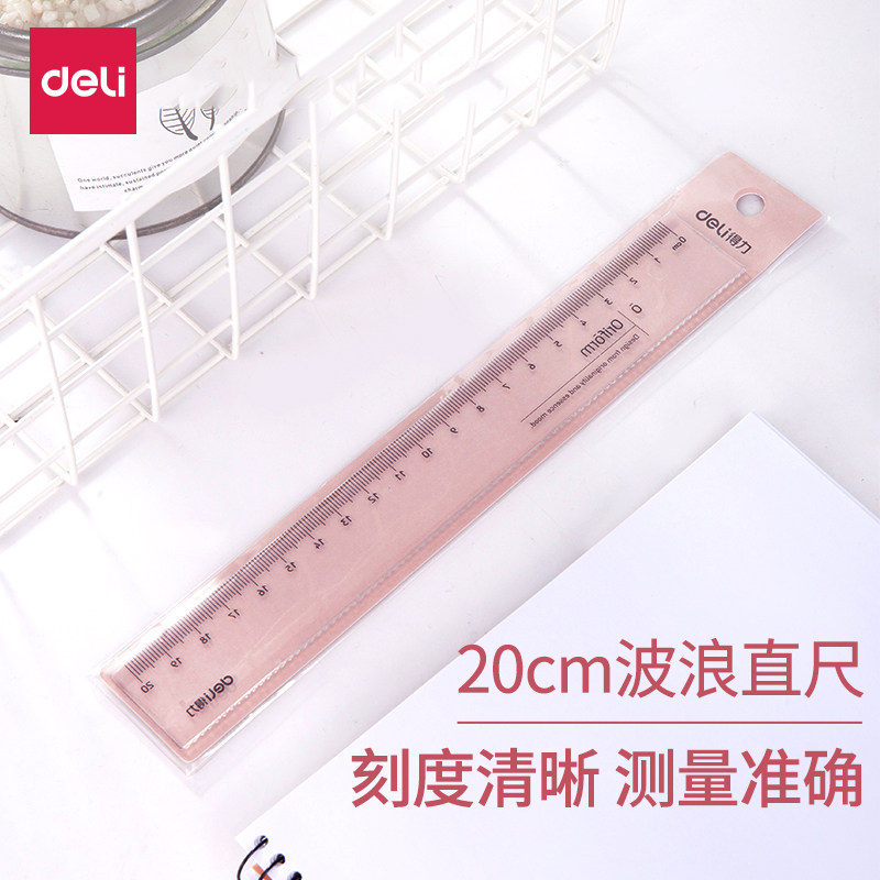 초등학생이 드로잉 스케일 15|20CM CM 길이 눈금자를 사용하는 웨이브 눈금자가 있는 델리 플라스틱 눈금자