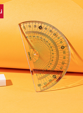 得力小学生透明塑料量角器加厚高清晰半圆尺180度绘图角度尺360度