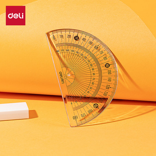 得力小学生透明塑料量角器加厚高清晰半圆尺180度绘图角度尺360度