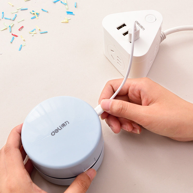 델리 미니 진공 청소기 USB 충전식 데스크탑 클리너 사무실 학습 키보드 고무 스크랩 클리너